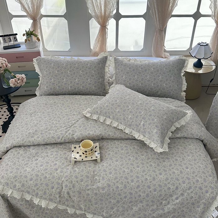 91家纺网 家纺一手货源 找家纺 （总）奈萝家纺 2025新款全棉13372花边床盖三件套四件套纯棉花边夏被春秋被