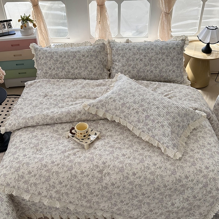 91家纺网 家纺一手货源 找家纺 （总）奈萝家纺 2025新款全棉13372花边床盖三件套四件套纯棉花边夏被春秋被