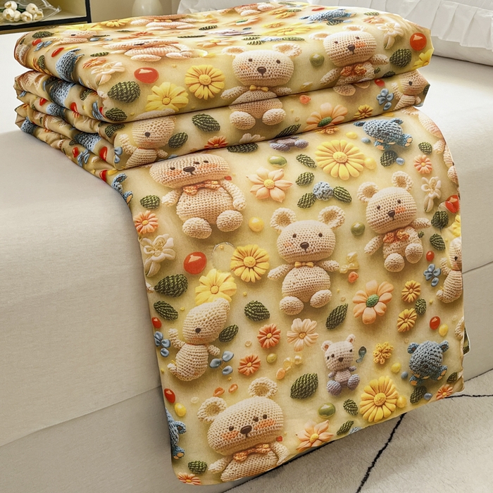 博雅 2025新款5D凉感丝夏被夏凉被空调被 5D毛线熊