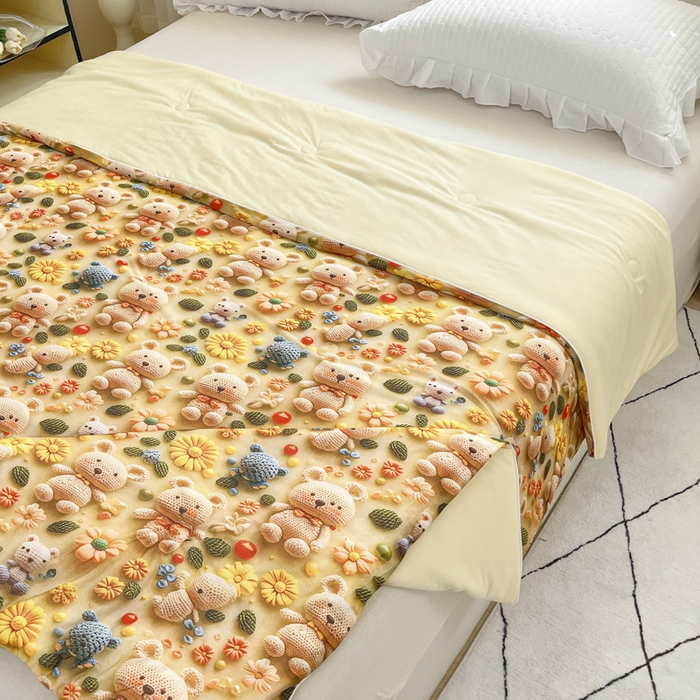 91家纺网 家纺一手货源 找家纺 博雅 2025新款5D凉感丝夏被夏凉被空调被 5D毛线熊