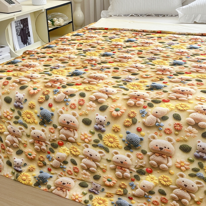 91家纺网 家纺一手货源 找家纺 博雅 2025新款5D凉感丝夏被夏凉被空调被 5D毛线熊