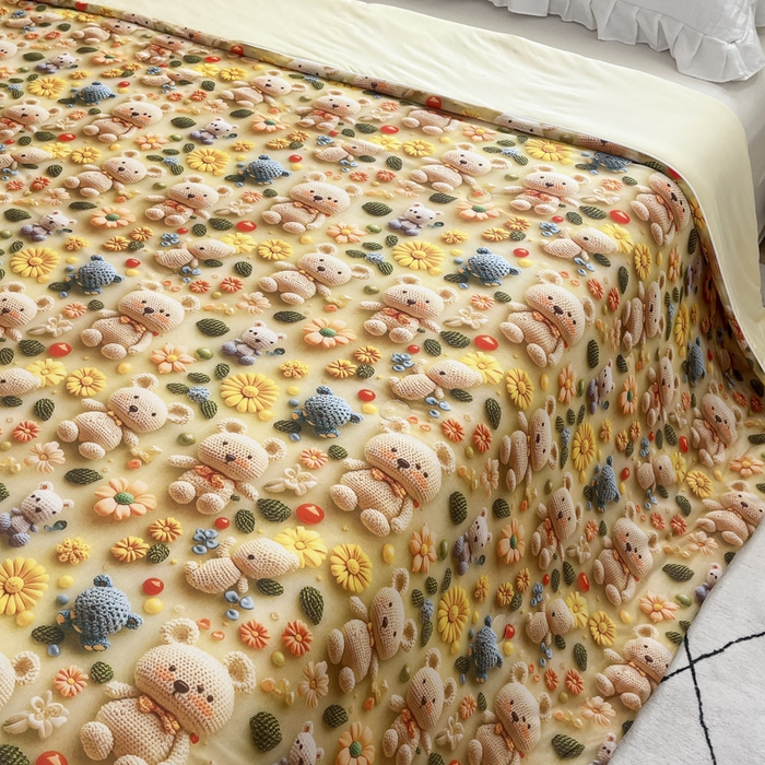 91家纺网 家纺一手货源 找家纺 博雅 2025新款5D凉感丝夏被夏凉被空调被 5D毛线熊