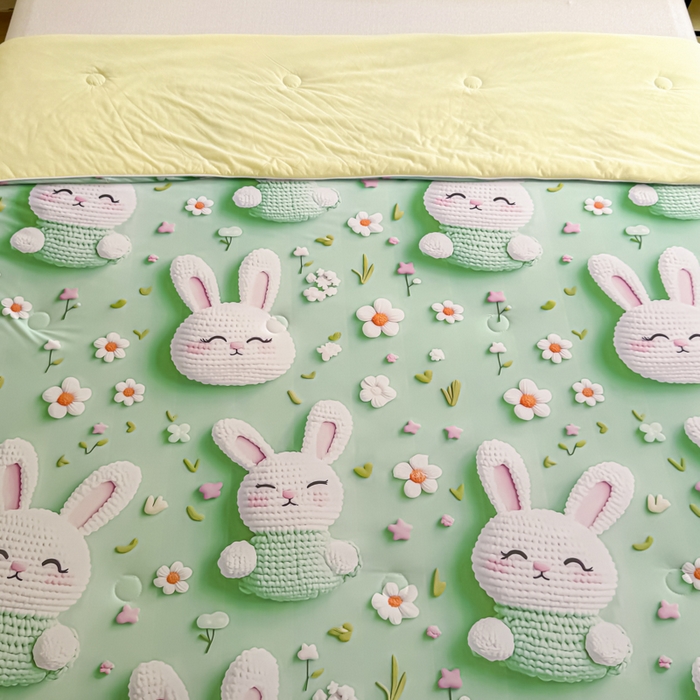 91家纺网 家纺一手货源 找家纺 博雅 2025新款5D凉感丝夏被夏凉被空调被 5D小兔宝贝