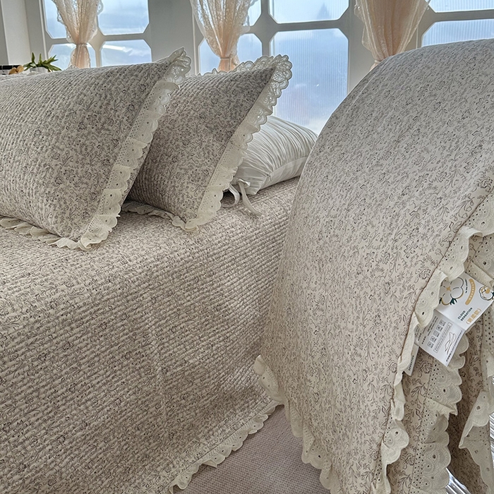 91家纺网 家纺一手货源 找家纺 奈萝家纺 2025新款全棉13372花边床盖三件套四件套纯棉花边夏被春秋被 花世界米