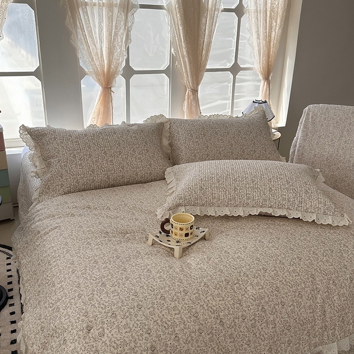 91家纺网 家纺一手货源 找家纺 奈萝家纺 2025新款全棉13372花边床盖三件套四件套纯棉花边夏被春秋被 花世界米