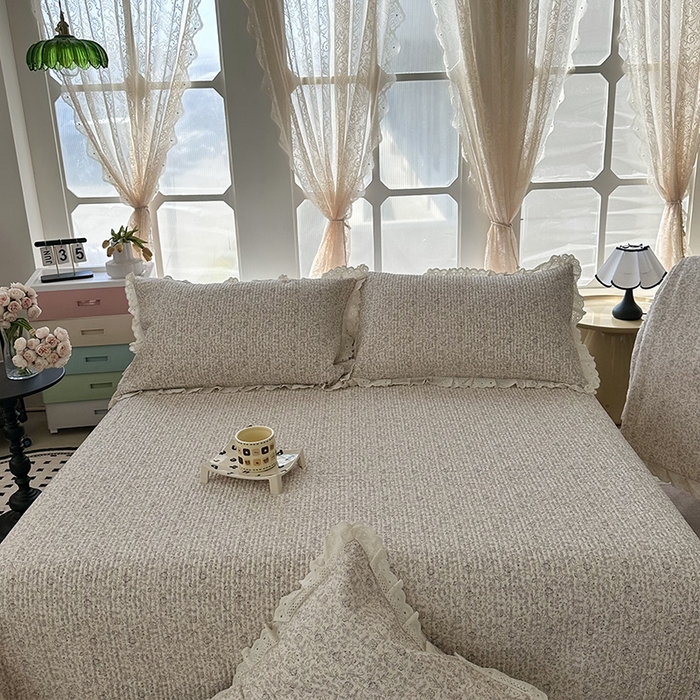 91家纺网 家纺一手货源 找家纺 奈萝家纺 2025新款全棉13372花边床盖三件套四件套纯棉花边夏被春秋被 花世界米