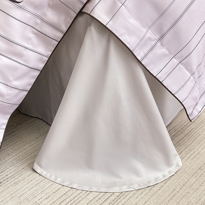 91家纺网 家纺一手货源 找家纺 2025夏季A类天丝棉夹棉床盖床笠四件套全棉纯棉纯色长绒棉真丝保护罩高级感条纹床上用品 艾诺-粉