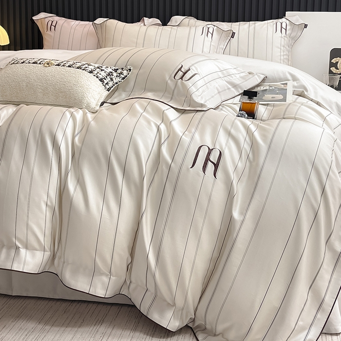 91家纺网 家纺一手货源 找家纺  2025新品A类100支天丝棉夹棉床盖床笠四件套全棉纯棉床单加厚高端数码印花长绒棉床上用品 艾诺-米