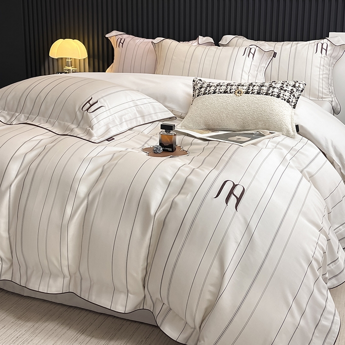 91家纺网 家纺一手货源 找家纺  2025新品A类100支天丝棉夹棉床盖床笠四件套全棉纯棉床单加厚高端数码印花长绒棉床上用品 艾诺-米