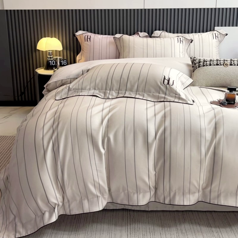 91家纺网 家纺一手货源 找家纺  2025新品A类100支天丝棉夹棉床盖床笠四件套全棉纯棉床单加厚高端数码印花长绒棉床上用品 艾诺-米