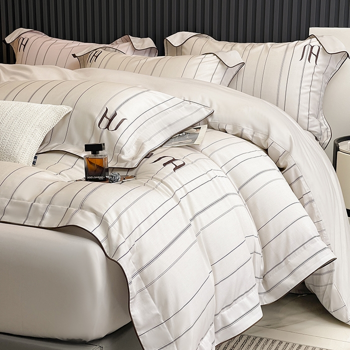 91家纺网 家纺一手货源 找家纺  2025夏季轻奢数码印花A类母婴级天丝棉印花四件套纯棉全棉高端夏季丝滑裸睡长绒棉被套真丝床上用品 艾诺-米