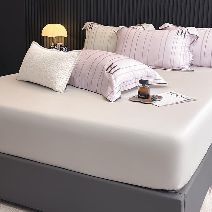 91家纺网 家纺一手货源 找家纺  2025夏季轻奢数码印花A类母婴级天丝棉印花四件套纯棉全棉高端夏季丝滑裸睡长绒棉被套真丝床上用品 艾诺-粉