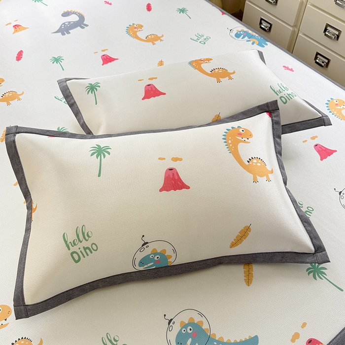 91家纺网 家纺一手货源 找家纺 518家纺 2025新款A类碳光冰丝抗菌凉席【提供买家秀】-单枕套 恐龙家园