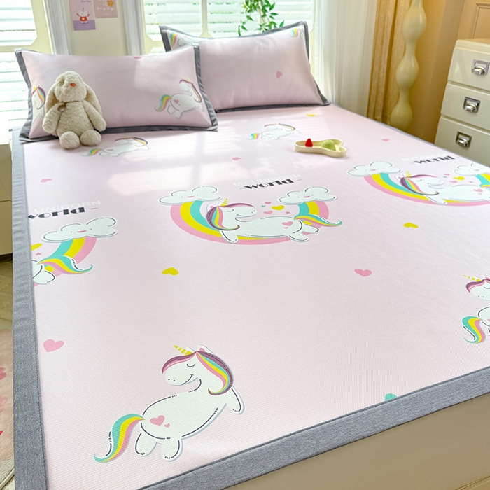 91家纺网 家纺一手货源 找家纺 518家纺 2025新款A类碳光冰丝抗菌凉席【提供买家秀】-单枕套 独角兽