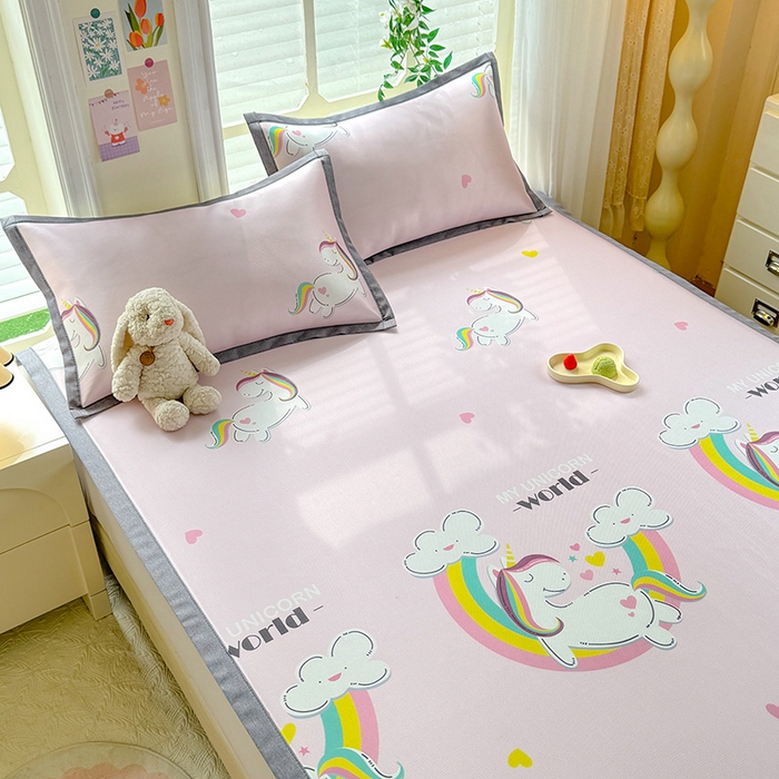 91家纺网 家纺一手货源 找家纺 518家纺 2025新款A类碳光冰丝抗菌凉席【提供买家秀】-单枕套 独角兽