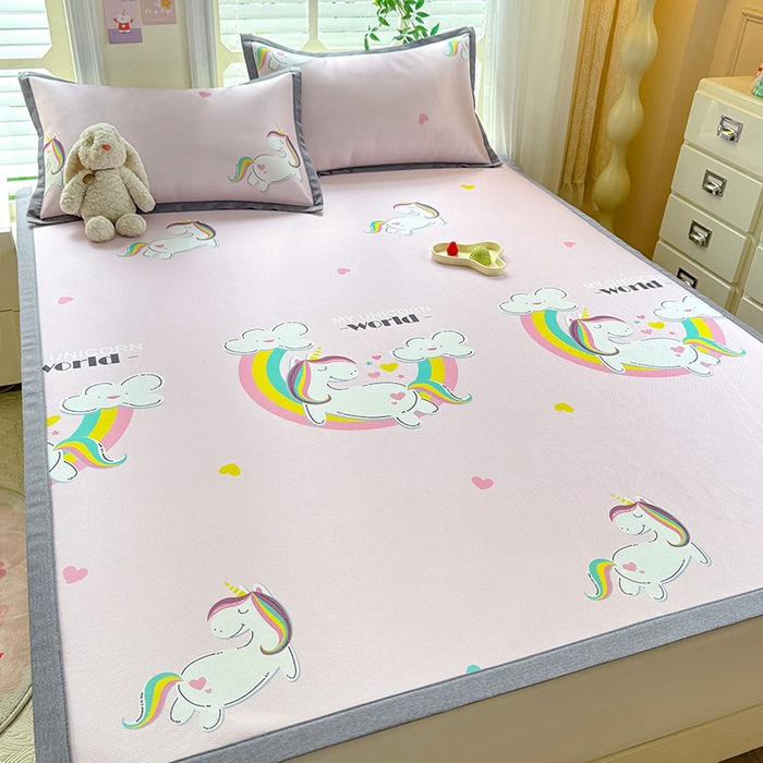 91家纺网 家纺一手货源 找家纺 518家纺 2025新款A类碳光冰丝抗菌凉席【提供买家秀】-单枕套 独角兽