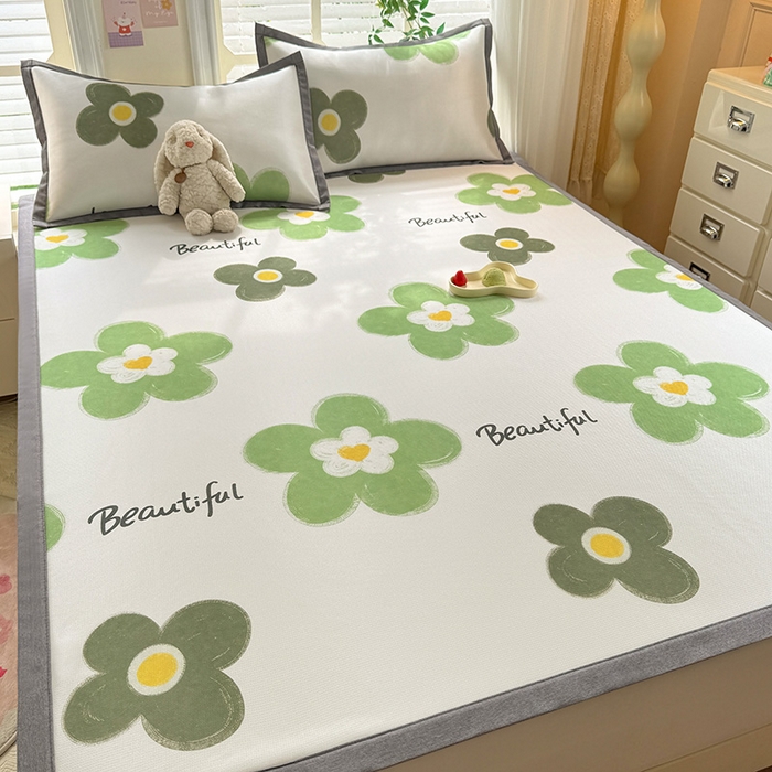 91家纺网 家纺一手货源 找家纺 518家纺 2025新款A类碳光冰丝抗菌凉席【提供买家秀】-单枕套 春意