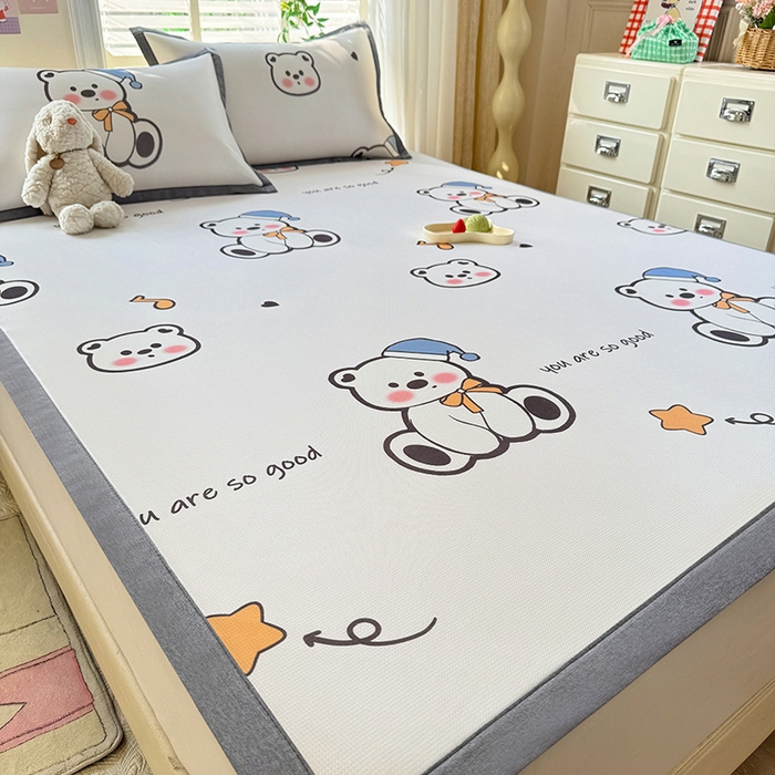 91家纺网 家纺一手货源 找家纺 518家纺 2025新款A类碳光冰丝抗菌凉席【提供买家秀】-单枕套 嘟嘟熊