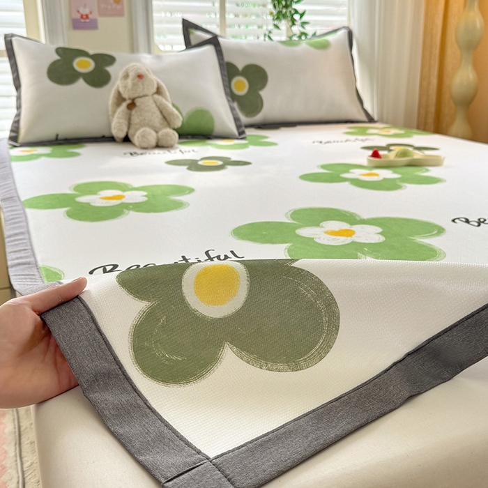 91家纺网 家纺一手货源 找家纺 518家纺 2025新款A类碳光冰丝抗菌凉席【提供买家秀】-单枕套 春意