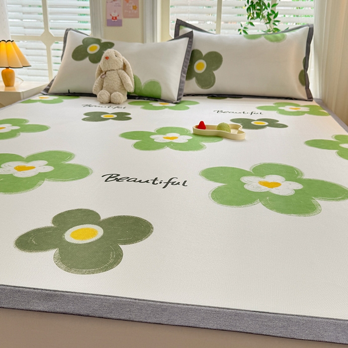 91家纺网 家纺一手货源 找家纺 518家纺 2025新款A类碳光冰丝抗菌凉席【提供买家秀】-单枕套 春意