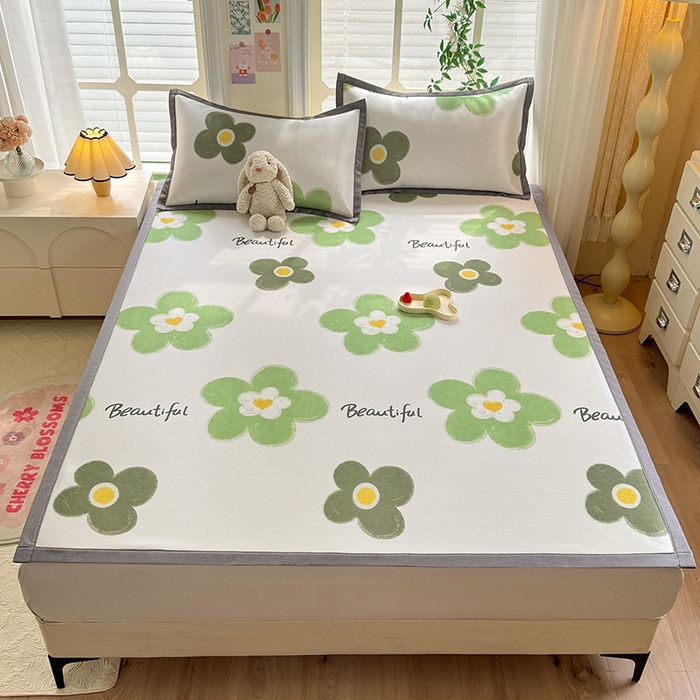 91家纺网 家纺一手货源 找家纺 518家纺 2025新款A类碳光冰丝抗菌凉席【提供买家秀】-单枕套 春意