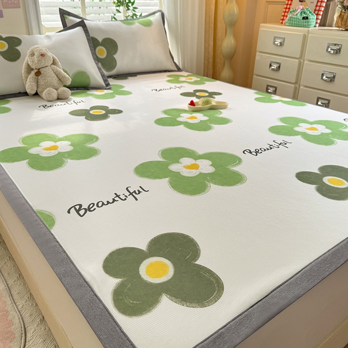 91家纺网 家纺一手货源 找家纺 518家纺 2025新款A类碳光冰丝抗菌凉席【提供买家秀】-单枕套 春意