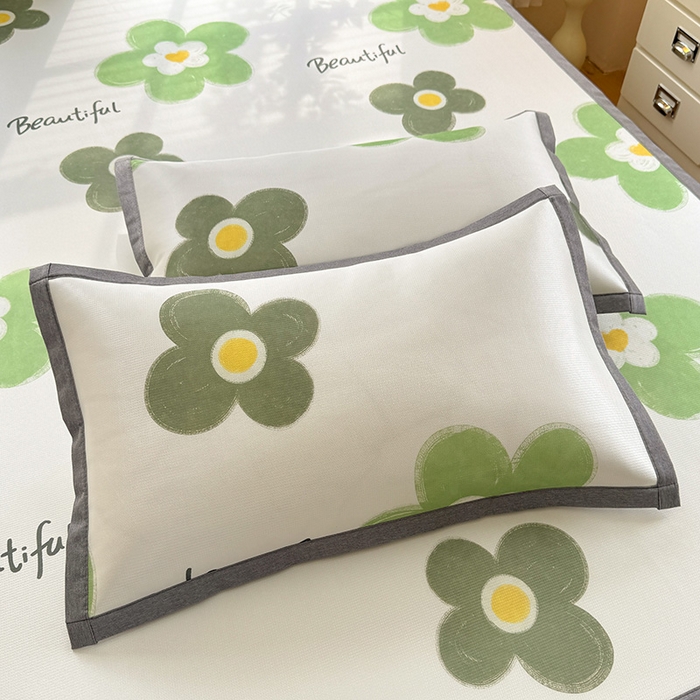 91家纺网 家纺一手货源 找家纺 518家纺 2025新款A类碳光冰丝抗菌凉席【提供买家秀】-单枕套 春意