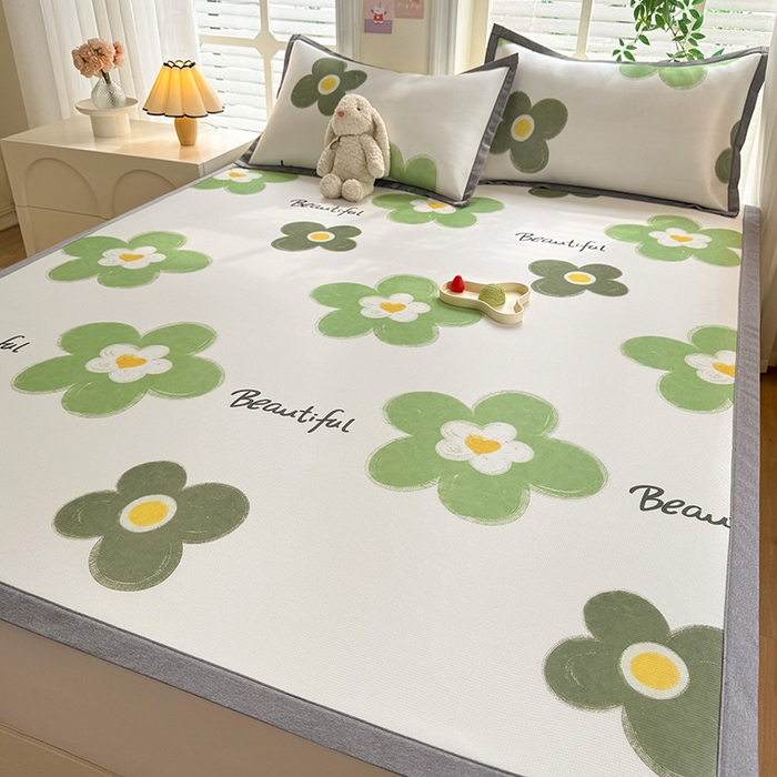 91家纺网 家纺一手货源 找家纺 518家纺 2025新款A类碳光冰丝抗菌凉席【提供买家秀】-单枕套 春意