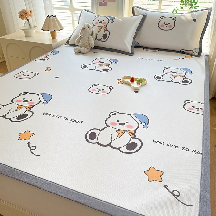 91家纺网 家纺一手货源 找家纺 518家纺 2025新款A类碳光冰丝抗菌凉席【提供买家秀】-单枕套 嘟嘟熊