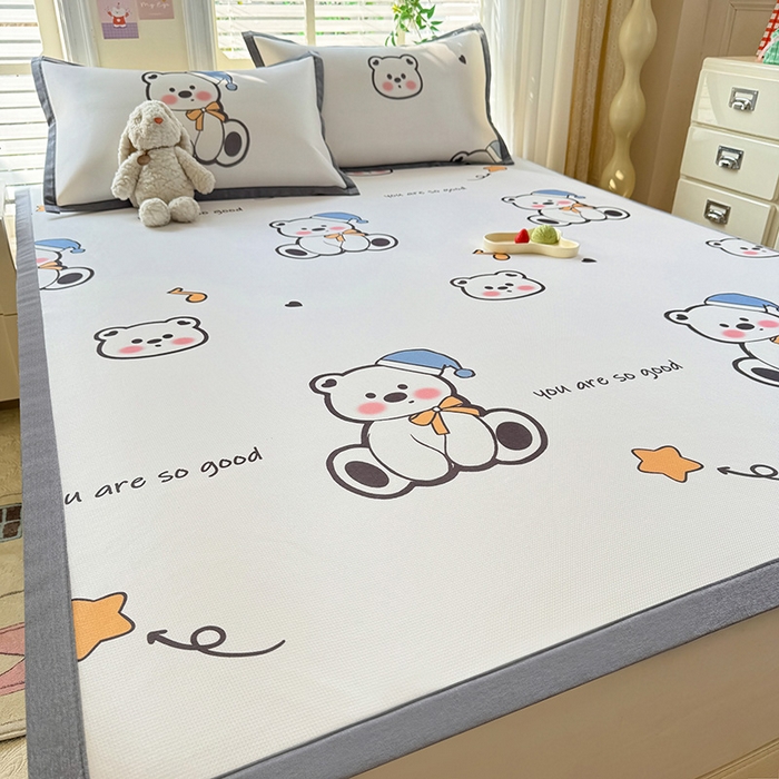 91家纺网 家纺一手货源 找家纺 518家纺 2025新款A类碳光冰丝抗菌凉席【提供买家秀】-单枕套 嘟嘟熊