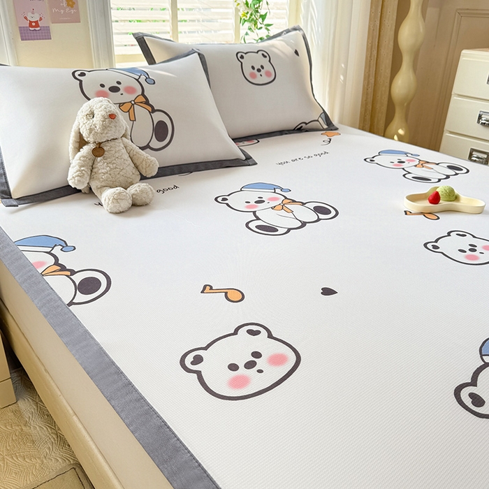 91家纺网 家纺一手货源 找家纺 518家纺 2025新款A类碳光冰丝抗菌凉席【提供买家秀】-单枕套 嘟嘟熊