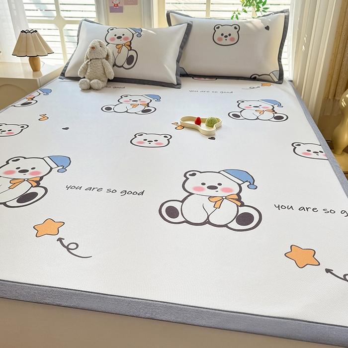 91家纺网 家纺一手货源 找家纺 518家纺 2025新款A类碳光冰丝抗菌凉席【提供买家秀】-单枕套 嘟嘟熊