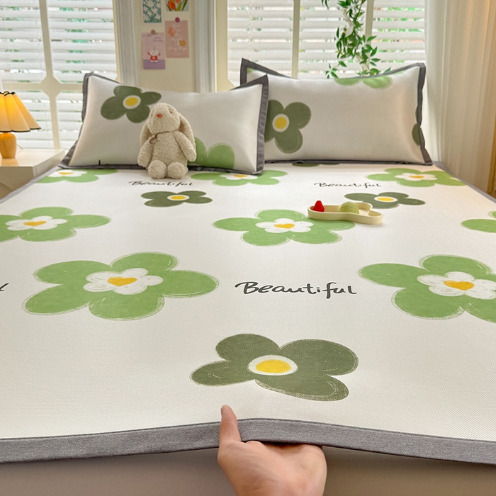 91家纺网 家纺一手货源 找家纺 518家纺 2025新款A类碳光冰丝抗菌凉席【提供买家秀】-单枕套 春意