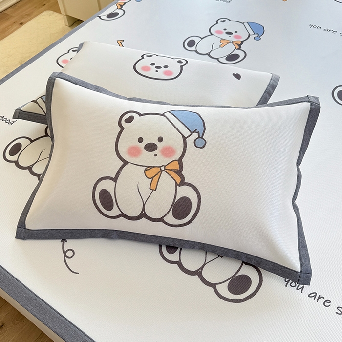 91家纺网 家纺一手货源 找家纺 518家纺 2025新款A类碳光冰丝抗菌凉席【提供买家秀】-单枕套 嘟嘟熊