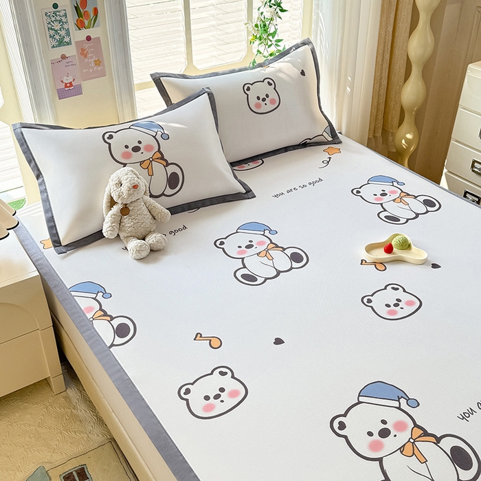 91家纺网 家纺一手货源 找家纺 518家纺 2025新款A类碳光冰丝抗菌凉席【提供买家秀】-单枕套 嘟嘟熊