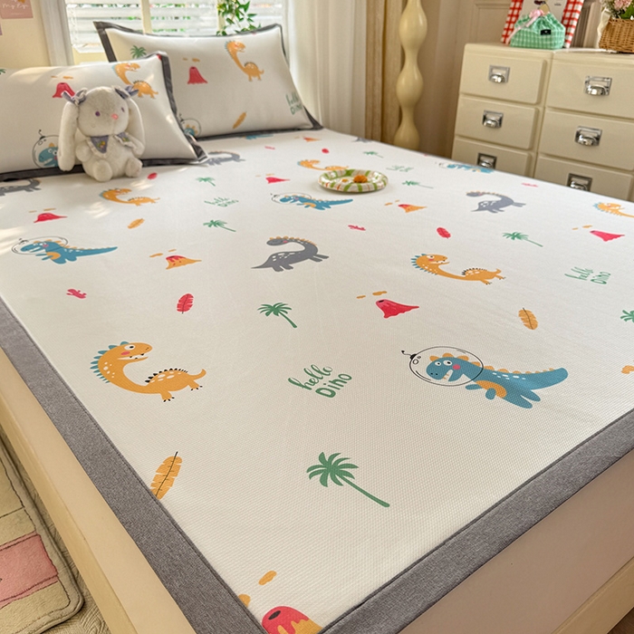 91家纺网 家纺一手货源 找家纺 518家纺 2025新款A类碳光冰丝抗菌凉席【提供买家秀】-单枕套 恐龙家园