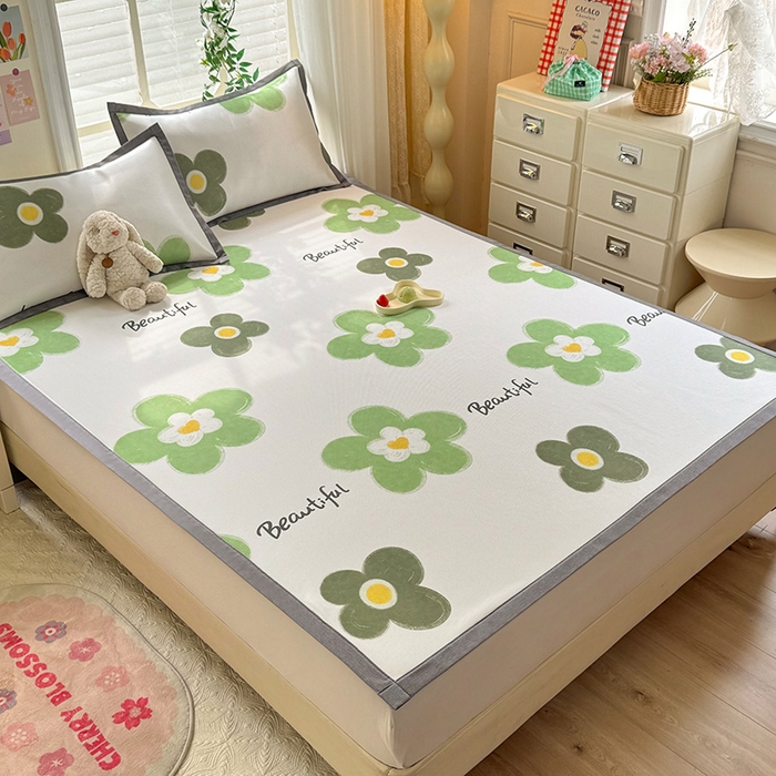 91家纺网 家纺一手货源 找家纺 518家纺 2025新款A类碳光冰丝抗菌凉席【提供买家秀】-单枕套 春意