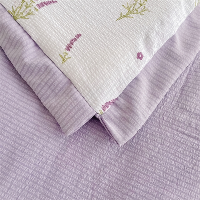 91家纺网 家纺一手货源 找家纺 南北家居 2025新款亲肤泡泡棉提花夏被 紫色香