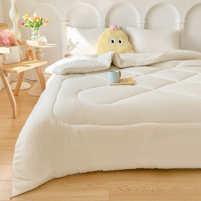 91家纺网 家纺一手货源 找家纺 百花王2025新款原棉大豆被被子被芯 奶白色