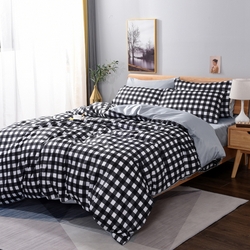 91家纺网 家纺一手货源 找家纺 （总）百花王2025新款斜纹天丝莫代尔四件套,粉格,黑白格,兰条纹,蓝格,驼色条纹,玉条纹