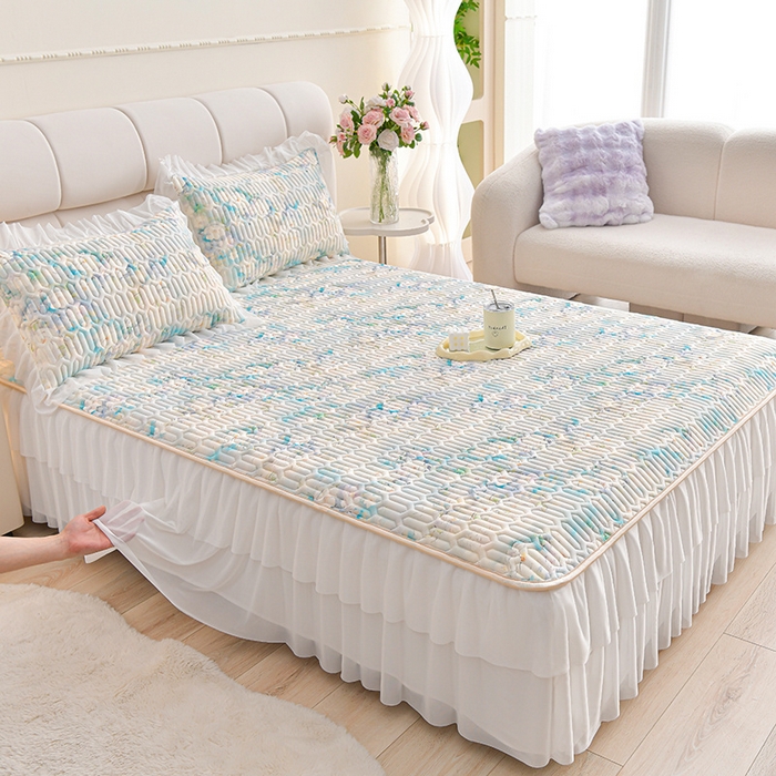 91家纺网 家纺一手货源 找家纺 畅畅家纺 2025新款夏季凉感丝印花足球花凉席夏被夏凉被空调被四件套 足球花-凡可