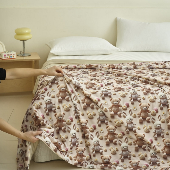 91家纺网 家纺一手货源 找家纺 子由家居 2025新款5D凉感大豆夏被 5D-兔兔熊