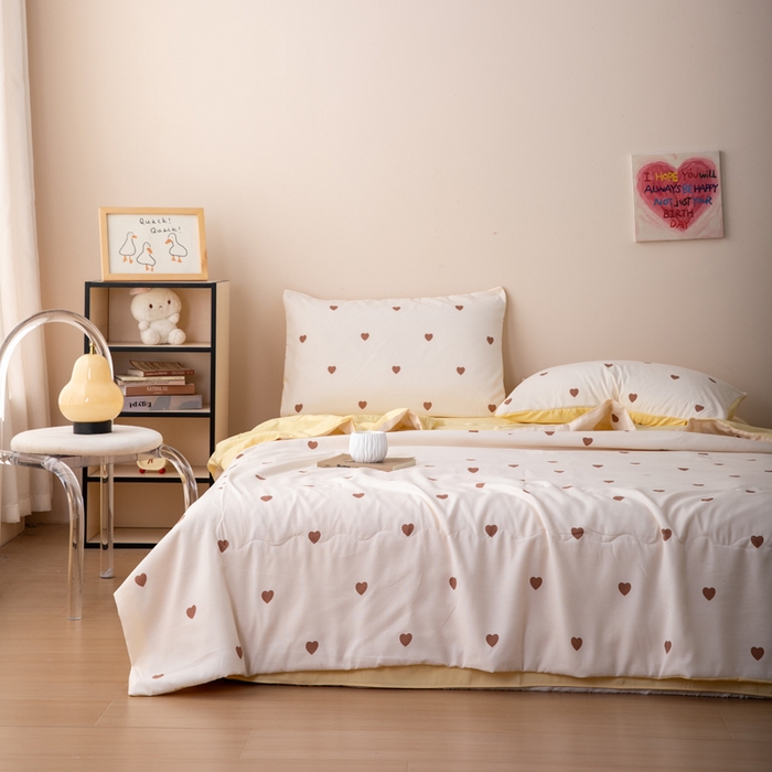 91家纺网 家纺一手货源 找家纺 南北家居 2025新款针织棉双层纱夏被四件套 钟意