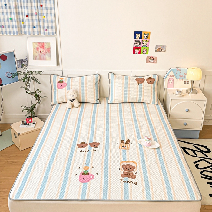 91家纺网 家纺一手货源 找家纺 川悦生活 2025新款大版冰豆豆凉豆豆凉席 爱生活的小熊