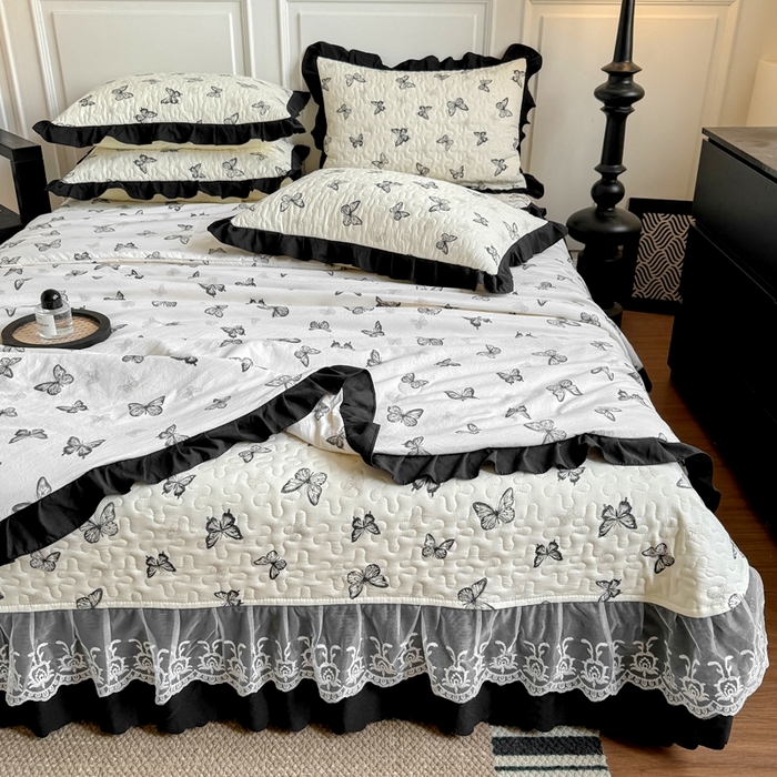 91家纺网 家纺一手货源 找家纺 绣女坊 2025新款夏被款床盖四件套 蝴蝶