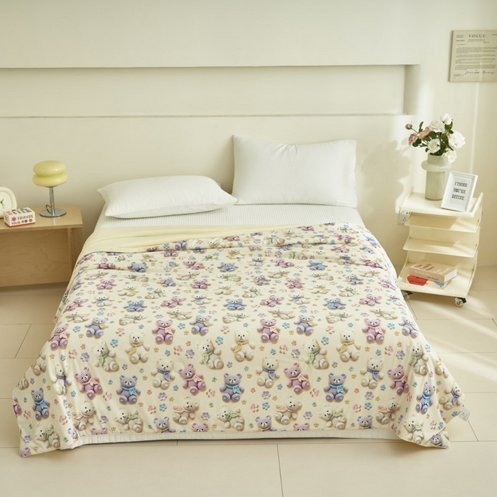 91家纺网 家纺一手货源 找家纺 子由家居 2025新款5D凉感大豆夏被 5D-可爱毛线熊