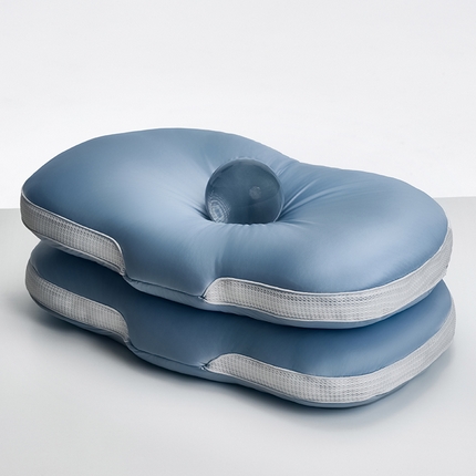 昕科 2025新款丝光绵豆枕-异型护颈椭圆枕头羽丝棉成人颈椎枕芯 丝光绵豆枕-蓝色