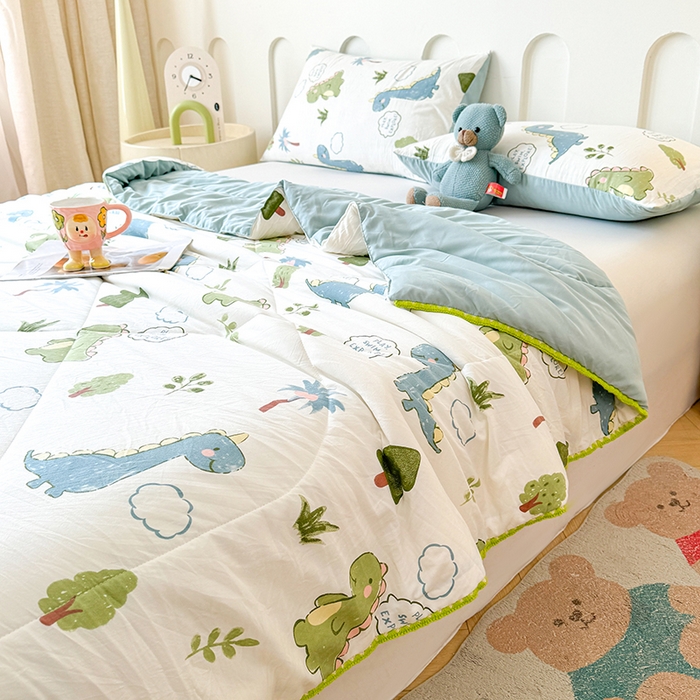 91家纺网 家纺一手货源 找家纺 （总）熙宴家纺 2025新款A类水洗双层纱100%新疆棉花印花夏被空调被夏凉被