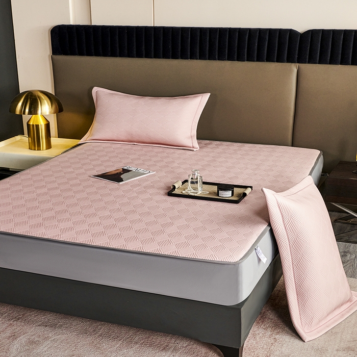 91家纺网 家纺一手货源 找家纺 桂雅居 2025新款高科技冷凝高分子超速凉感软席三件套 樱花粉