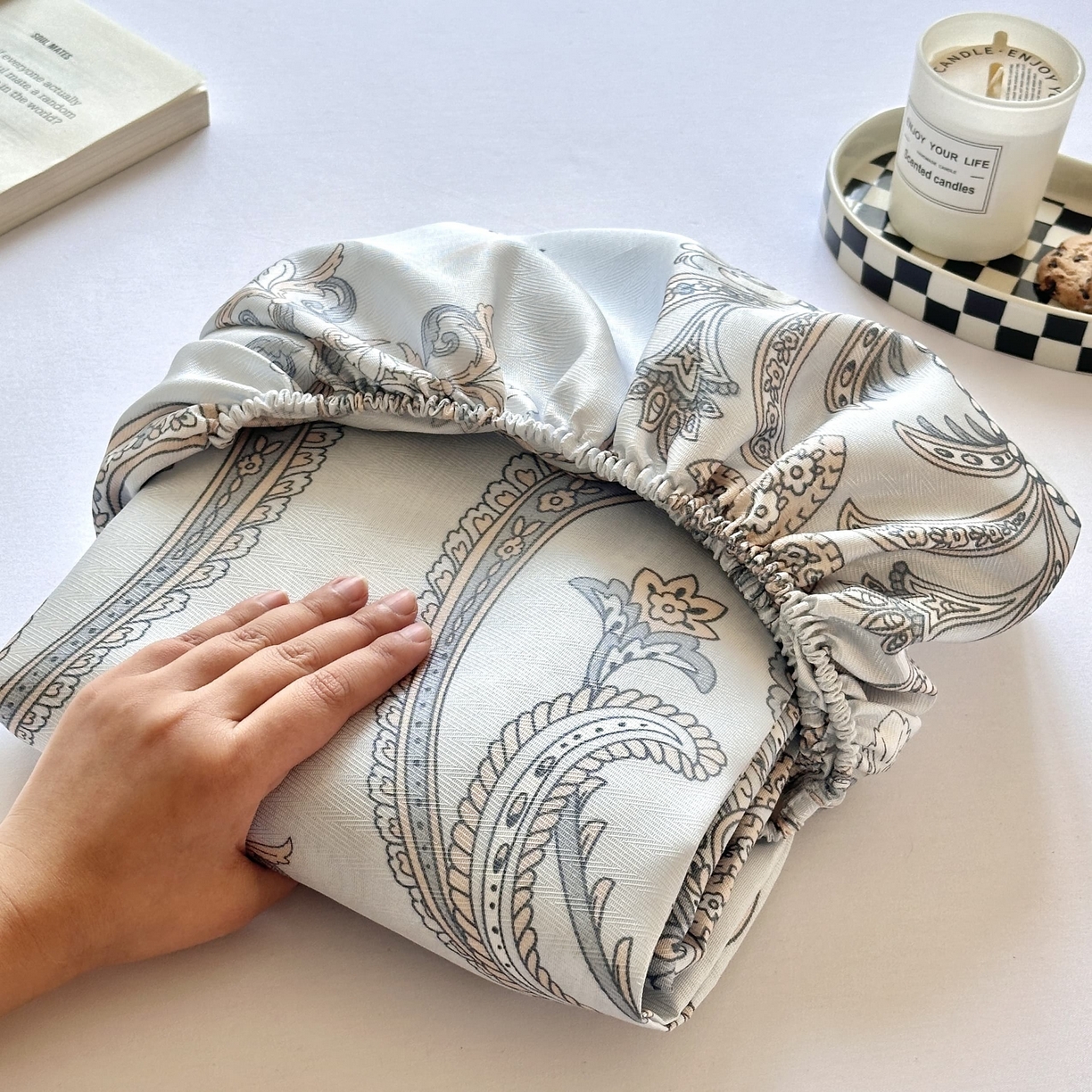 91家纺网 家纺一手货源 找家纺 乐居家纺 2025新款亲肤舒适活性印染水洗冰丝床笠 古色古香